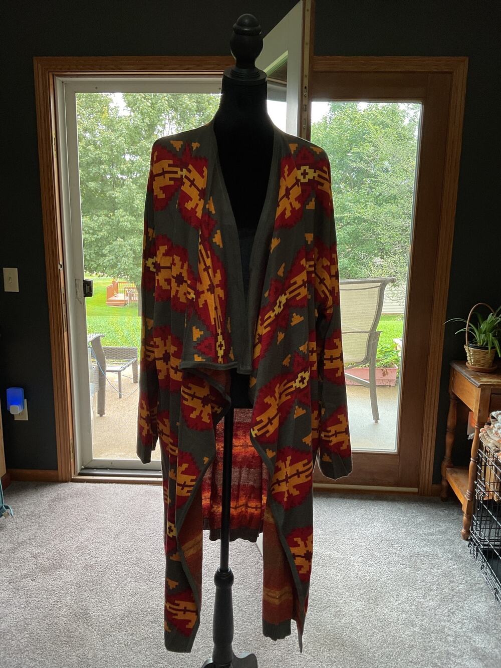 Monroe & Main Aztec Southwestern Geometric Longline Duster Cardigan Sweater 3X